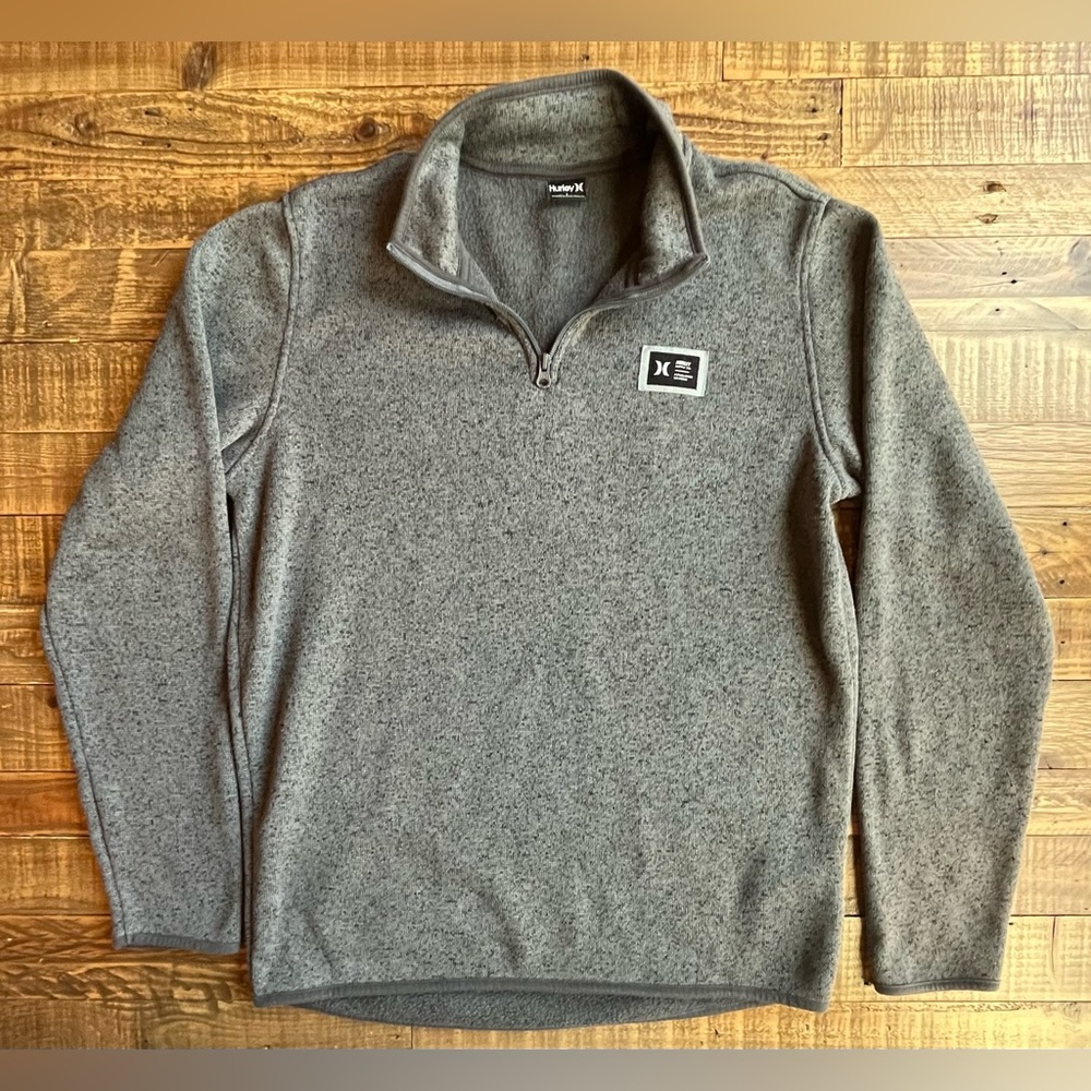 Hurley 1/4 Zip Ridgeline Pullover Size Large Gray Speck Lightweight
